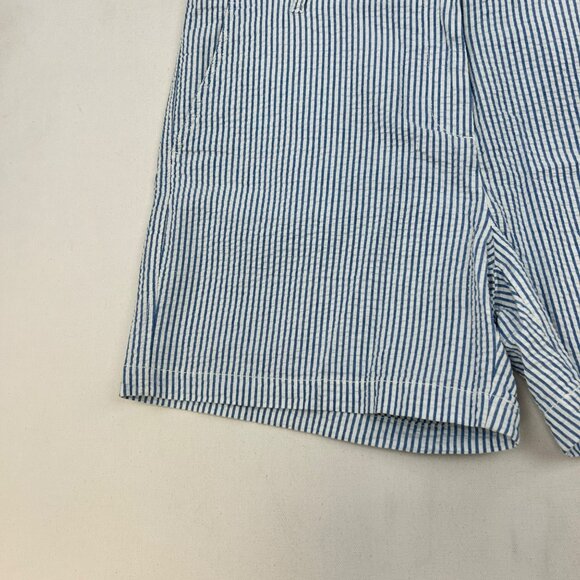 Izod Womens Striped Shorts Seersucker Blue/White Size 14 Pockets - Picture 4 of 8
